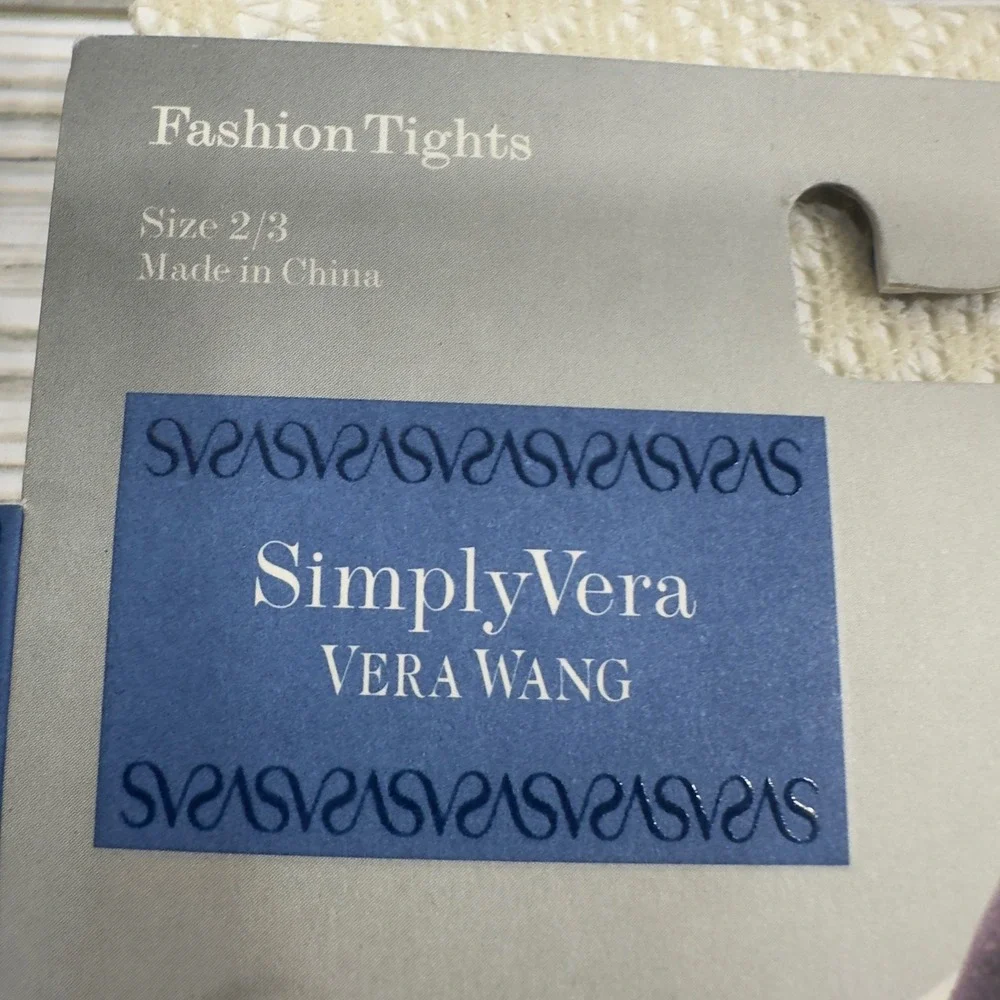 Simply‎ Vera Vera Wang Fashion Tights 2pk Metallic Diamond & Floral Net Size 2/3